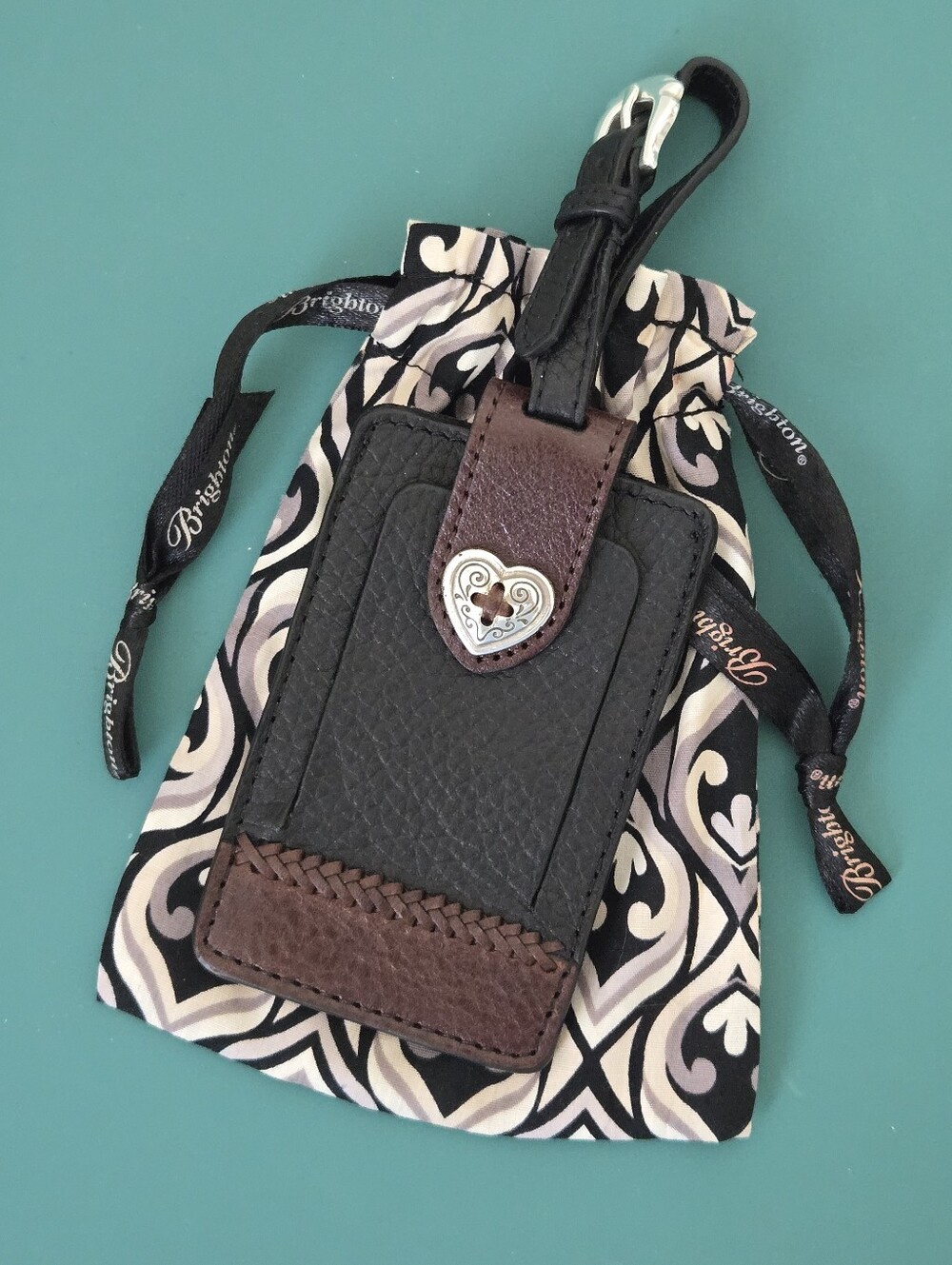 Brighton Luggage Tag with Heart Accent and Dust Bag